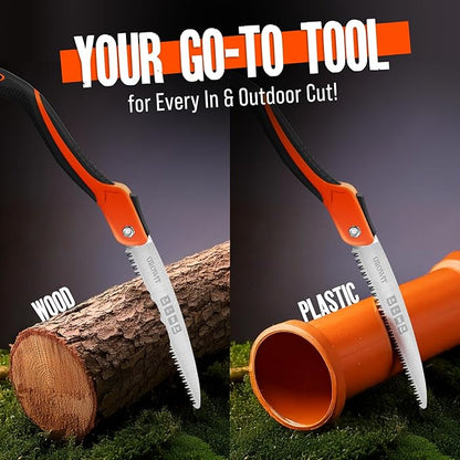 GROWIT Folding Camping saw 11 Inch - Heavy Duty Pruning Saw with Triple-Cut SK5 Blade, 7 TPI Razor Teeth for Tree Trimming, Wood Cutting, Camping, Bushcraft, and Gardening