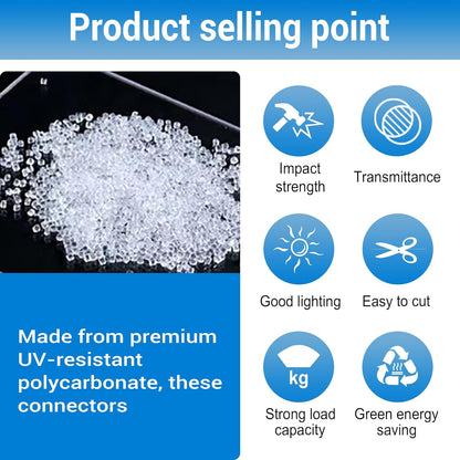 10 PCS Polycarbonate Greenhouse H-Clip Connectors 4ft Length, Fits 0.16’’ & 0.24’’ Twin-Wall Polycarbonate Panels Duty Dust, Rain & Moisture Protection Durable (H-Clip 4' × 1.57’’ × 0.24’’)