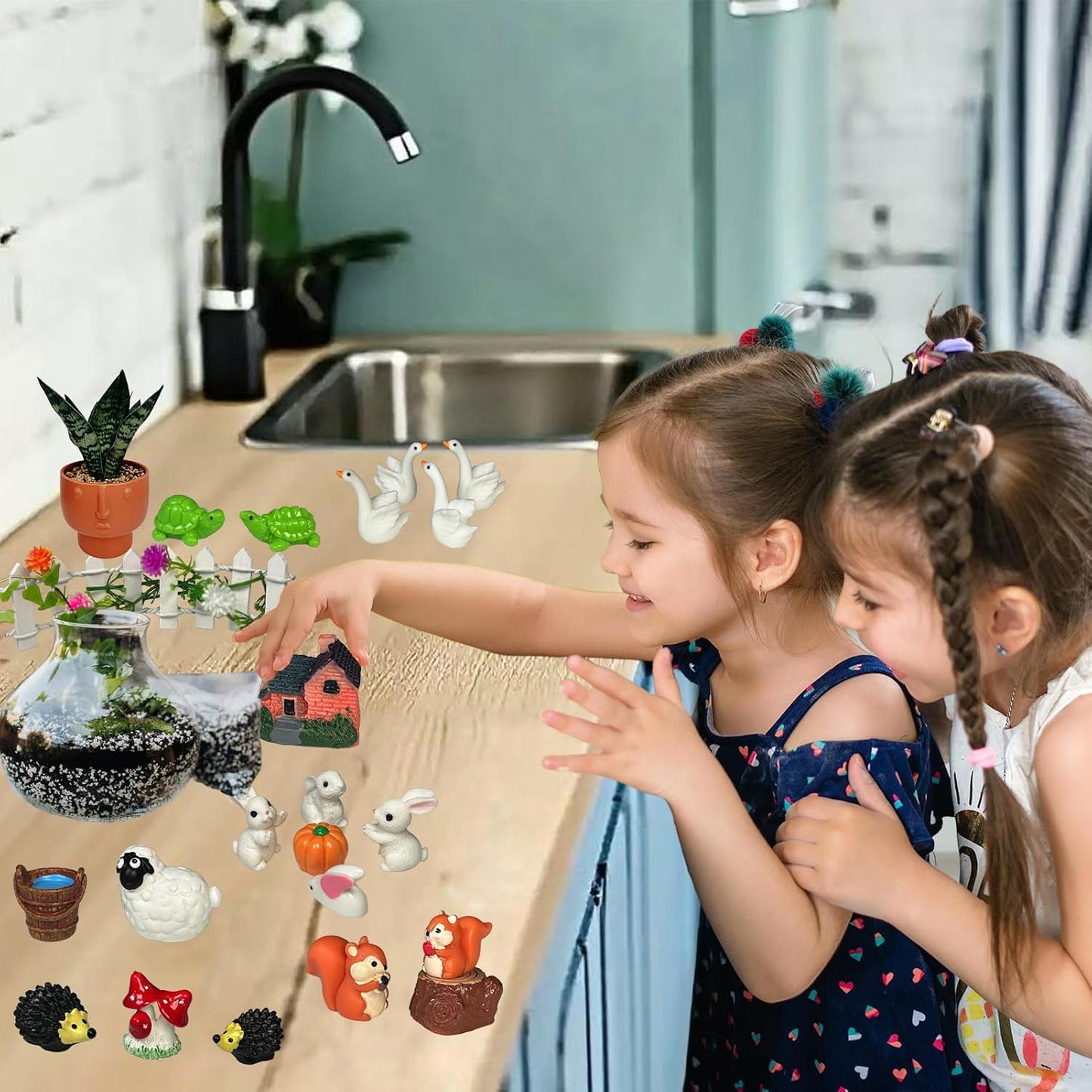 Mini Fairy Garden Accessories 103 PCS Mini Resin Animals for Terrarium Decor Bulk Miniature Garden Accessories for Potted Landscape and Dollhouse Fairy Garden Kit for Outdoor Decor