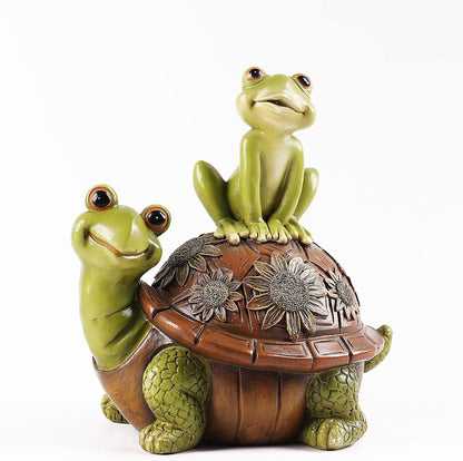 Frog Garden Statues Outdoor Decor, Resin Turtle Frogs Garden Animal Statue Waterproof, Outside Frog Figurines for Yard Patio Lawn Decorations Gardening Gifts for Women