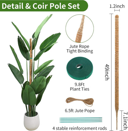 49'' Monstera Plant Support, LveSunny Bendable Moss Pole for Plants Indoor, Large Moss Pole for Climbing Plant, Coco Coir Pole, Fishbone Plant Stakes
