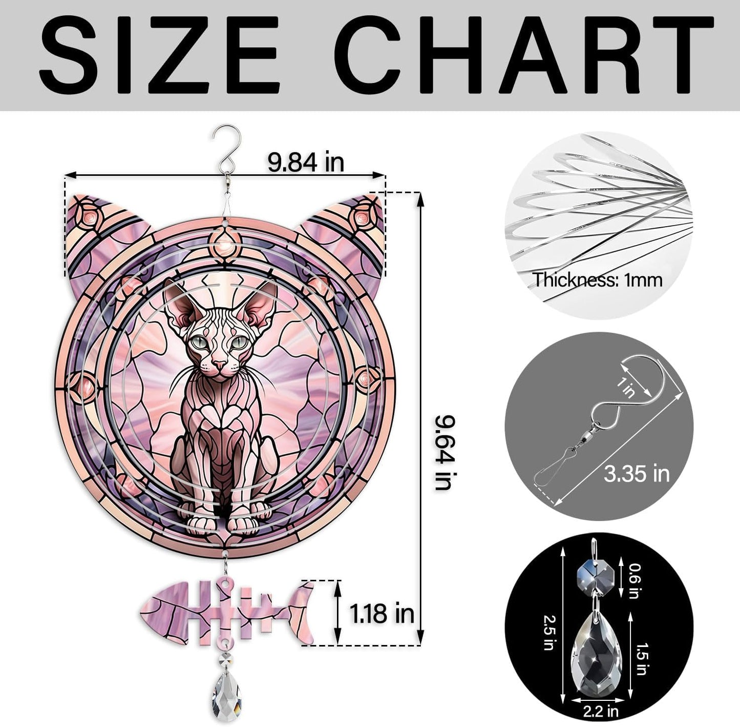 Sphynx Cat Wind Spinner, Sphynx Cat Wind Spinner Hanging for Yard and Garden