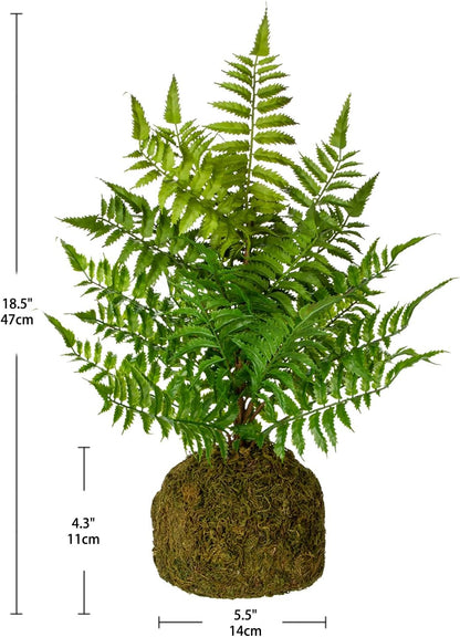 Fake Plants 18'' Tall Artificial Boston Fern Plant Realistic Faux Plants with Mossy Plant Bale, Ferns Artificial Plants Indoor Potted Plants Artificial Decor for Home Office Farmhouse Kitchen Bathroom