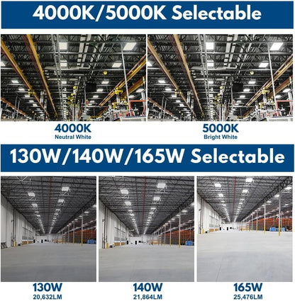 Konlite Pack of 2 ALTA LED High Bay Light - 2FT - 165W/140W/130W - 25,150 Lumens - 5000K/4000K Selectable - 120-277V - 400W Metal Halide Equal