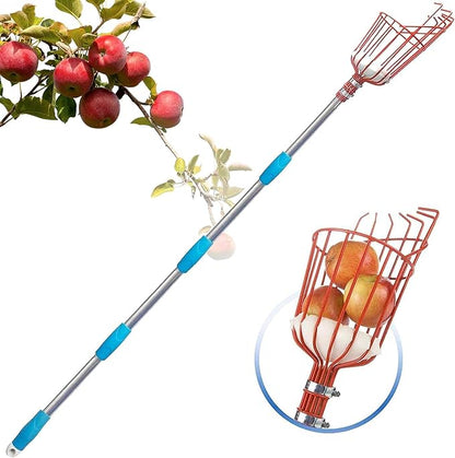 Adjustable Fruit Picker with Telescoping Handle and Basket, 10ft - Ideal for Apple, Orange, Avocado, Lemon, Pear, and Mango Harvesting