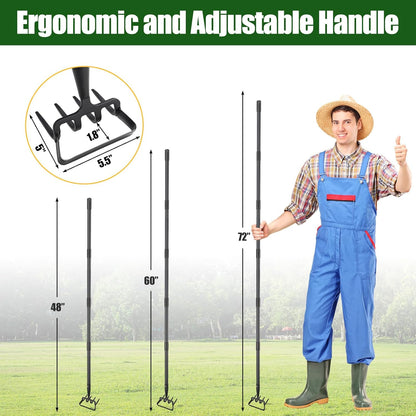 2-in-1 Garden Hoe Tool, Adjustable Length from 37 to 60inch, Ergonomic Design for Weeding and Raking, Durable and Rust-Proof Blade, Save Time and Effort