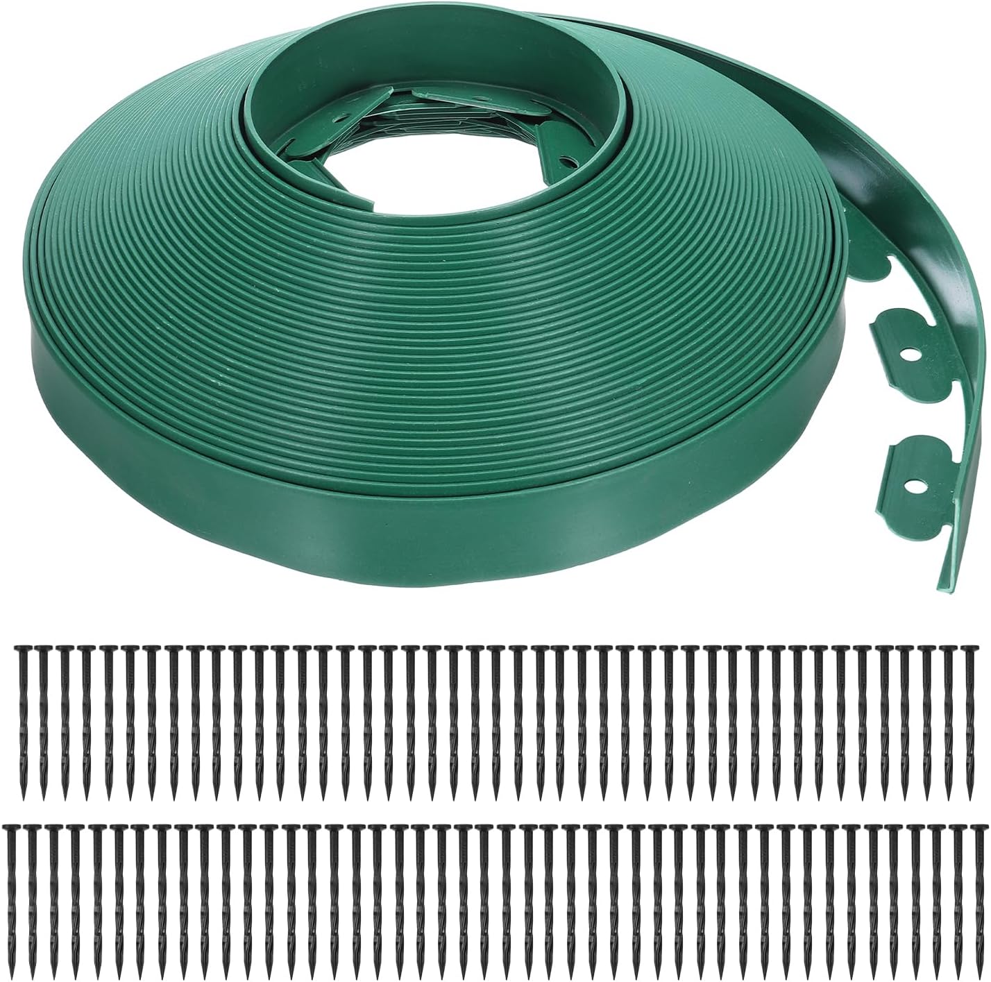 uxcell Landscape Edging, 1Pcs 100FT x 2" - No Dig Garden Edging Kit with 93 Stakes, Landscape Edging Border for Garden Lawn Flower Bed Yard Grass (Green)