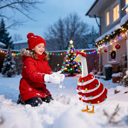 RAWILL 1PC Christmas Porch Goose Outfits,Old Lady Goose Santa Clothes for 23'' High Cement or Plastic Porch Costume for Yard Lawn Outdoor Garden Patio Xmas Holiday Decor（RED）