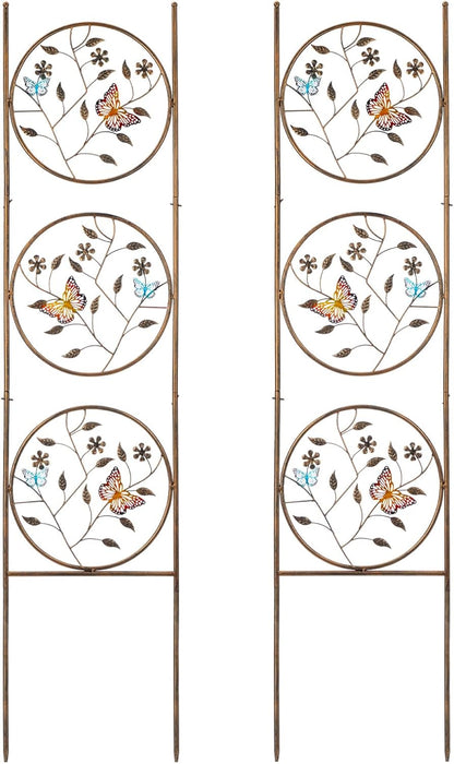 SUNNYPARK Set of 2 Butterfly Metal Garden Trellis for Climbing Plants, Decorative Vegetables Flowers Vine Trellis for Outdoor Patio 55'' H x 12.4'' W