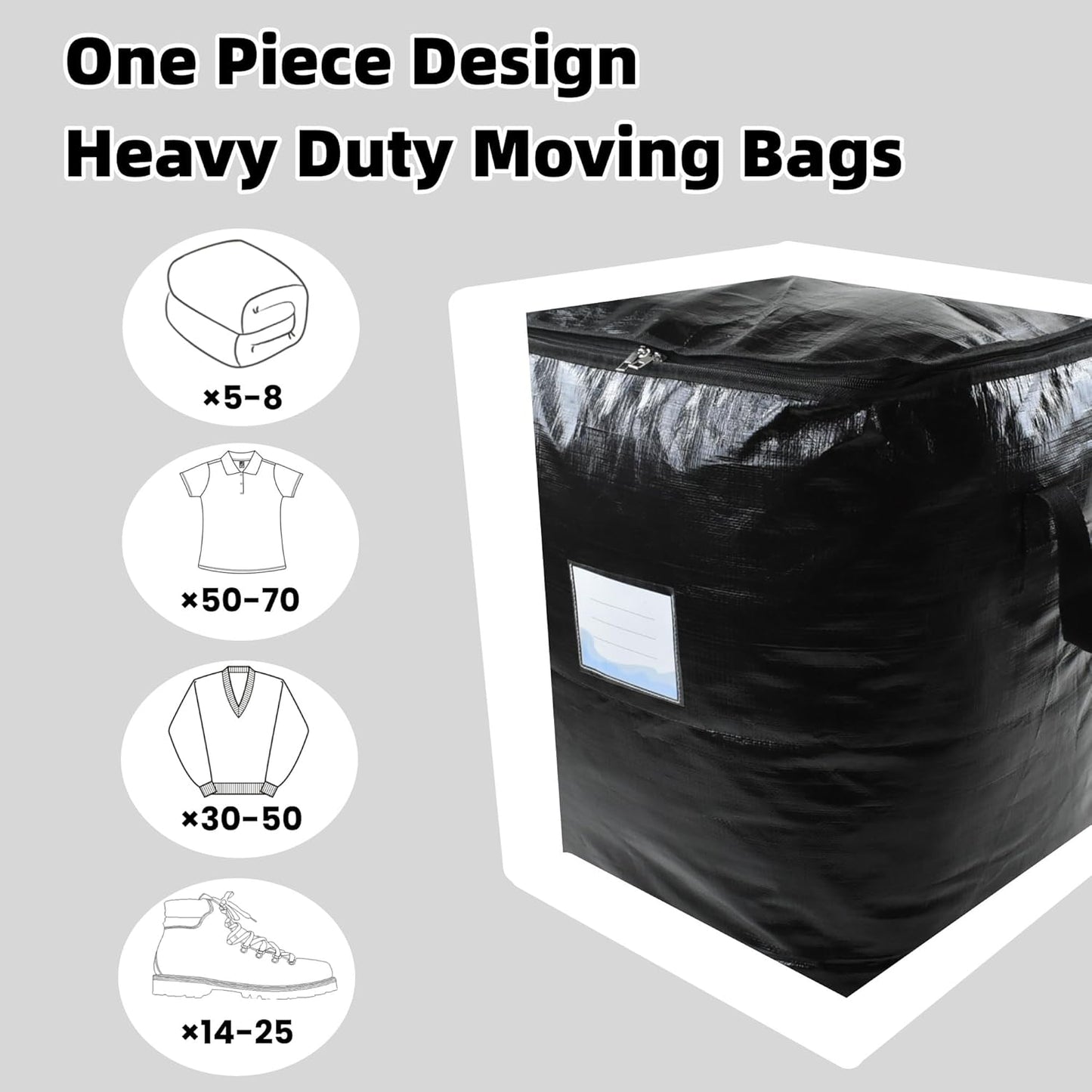 3 Pack 140L Storage Bags for Clothes, Moving Bags Heavy Duty Extra Large with Reinforced Handle, Storage Containers for Organizing Bedding, Blanket, Sheets, Pillows, Toys, Christmas Decorations
