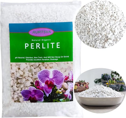 Natural Organic Perlite 5QT for Plants Potting Mix Indoor Outdoor Garden Soil Amendment for Enhanced Drainage, Seed Starter, Root Growth for Succulents, Cactus, Orchids, Money Trees, Vegetables