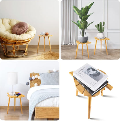 Plant Stool Stand for Indoor Use, Pine Wood Monstera Pot Holder, Decorative Corner Flower Table for Living Room, Tall Tripod Planter Rack for Home Office Patio Bedroom