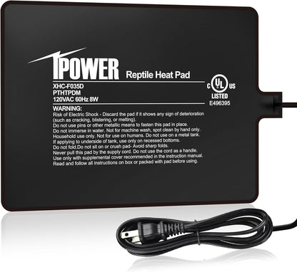iPower Reptile Heat Pad 6X8 Inch 8W Under Tank Terrarium Warmer Heating Mat for Turtle, Lizard, Frog, Snake, Reptile, and Other Small Animals