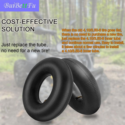 4.10/3.50-6 (13x4.00-6) Replacement Inner Tube, with TR87 Bent Metal Valve Stem fit for Wheelbarrows, Lawn Mowers, Snow Blowers,Hand Trucks, Tractors and More 3.50-6 4.00-6 4.10-6 Tire Tubes (2/Pack)