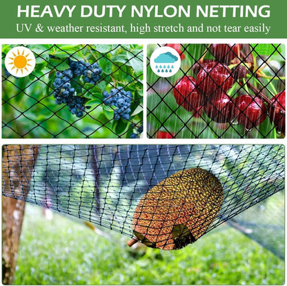 Bird Netting, Heavy Garden Netting Reusable Protective Garden Netting for Plants Fruit Trees Vegetables Against Birds and Other Animals (5cm hole-25'x25')