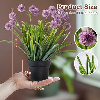 3 Pack Fake Small Plant in Pot Artificial Potted Flowers for Home Decor Fake Flower Plant Greenery Mini Faux Plant for Indoor Bedroom Living Room Office Shelf Bathroom Farmhouse Decor (Type 4)