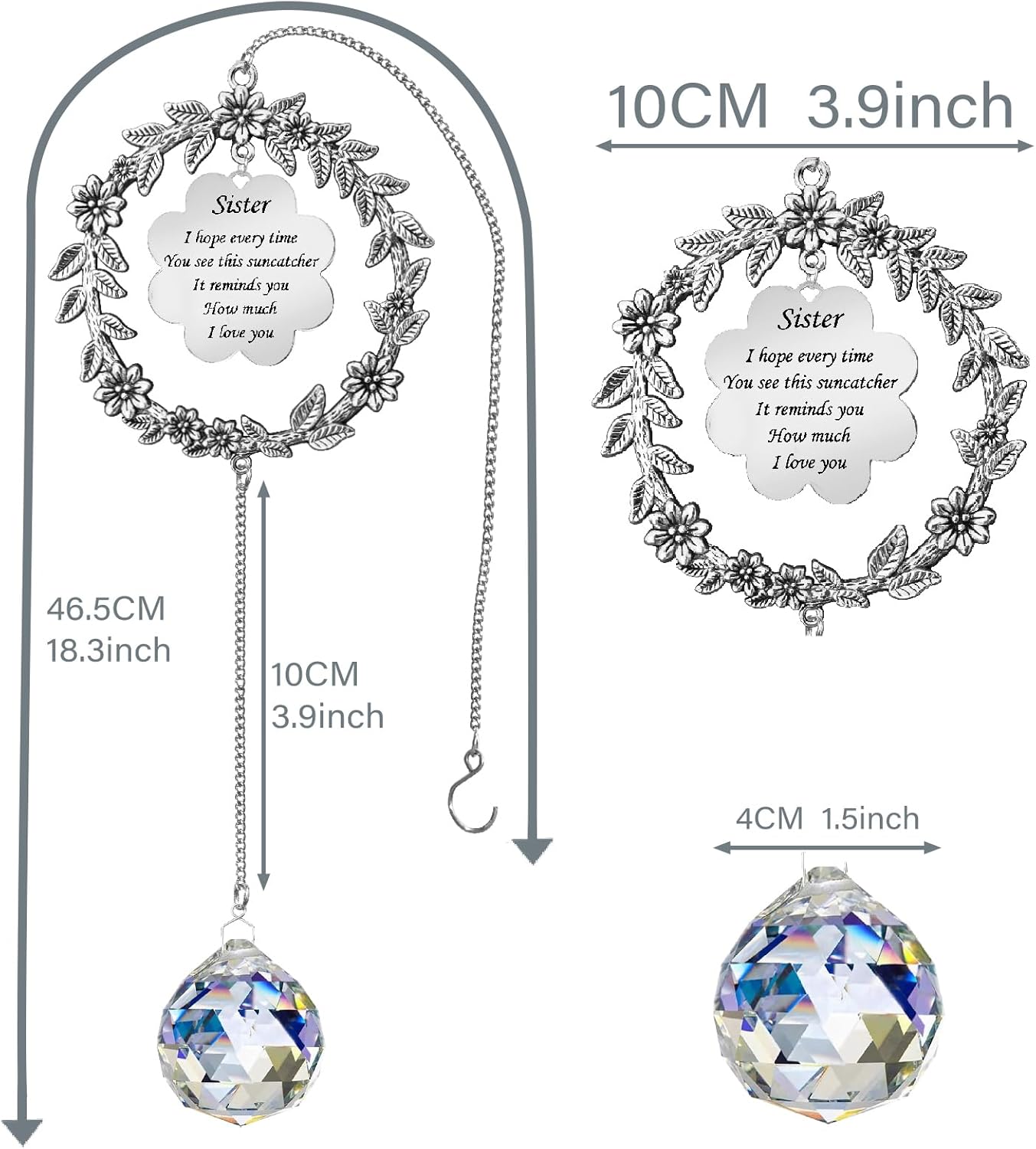 Birthday Sisters Gifts from Sister Brother, Christmas, Birthday, Valentines Day, Suncatcher Gifts for Sister/Sister in Law, Sun Catcher Sister Gift Ideas