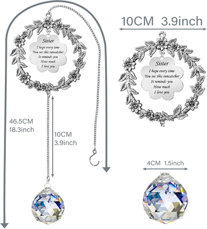Birthday Sisters Gifts from Sister Brother, Christmas, Birthday, Valentines Day, Suncatcher Gifts for Sister/Sister in Law, Sun Catcher Sister Gift Ideas