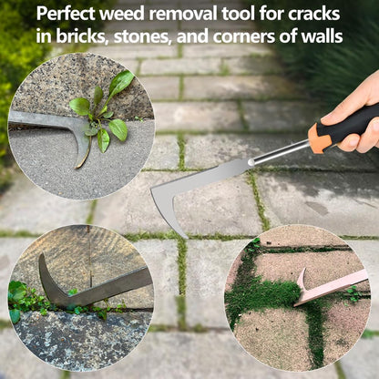 2025 Weed Puller Tool, 3 Pack New Garden Stainless Steel Weeder Tool Hand Weeder Tool,Multi-Purpose Weed Remover Tool Weeding Tools for Gardening(Rubber Handle)
