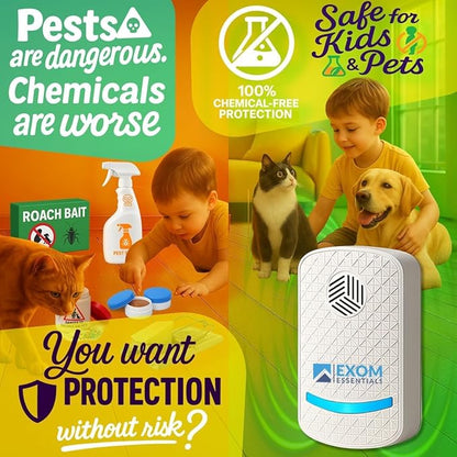 T-Ultrasonic Pest Control 4-Pack: Indoor Plug-in Repeller for Mice, Rodents, Squirrels, Insects, Roach Killer, Ant & Spider Repellent, Bed Bug & Flea Spray and Mouse Traps Alternative