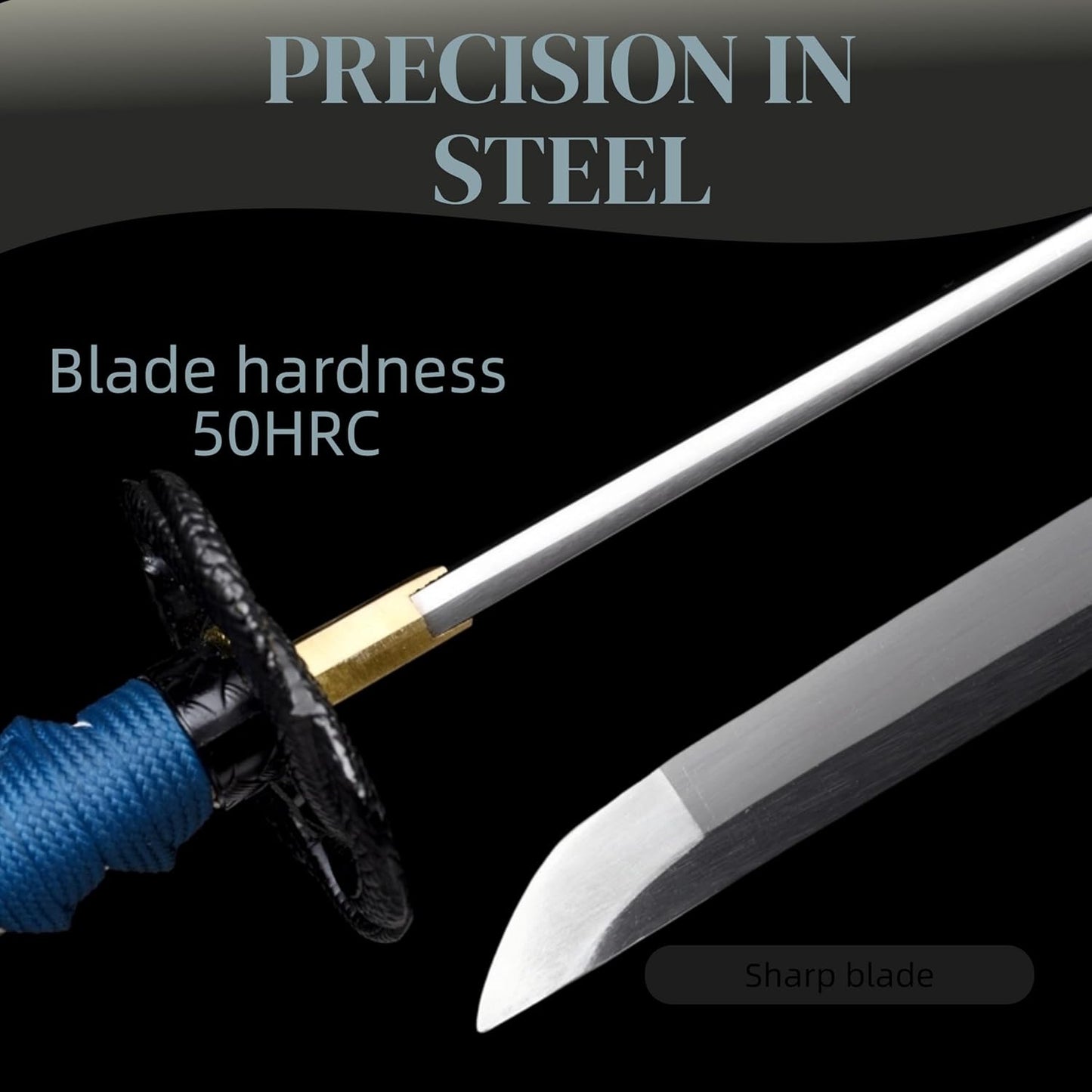 A True Samurai Sword, Made of 1095 high Carbon Steel with Sharp Blades, Suitable for Martial Artists and Players to Collect, Full of Tang Dynasty
