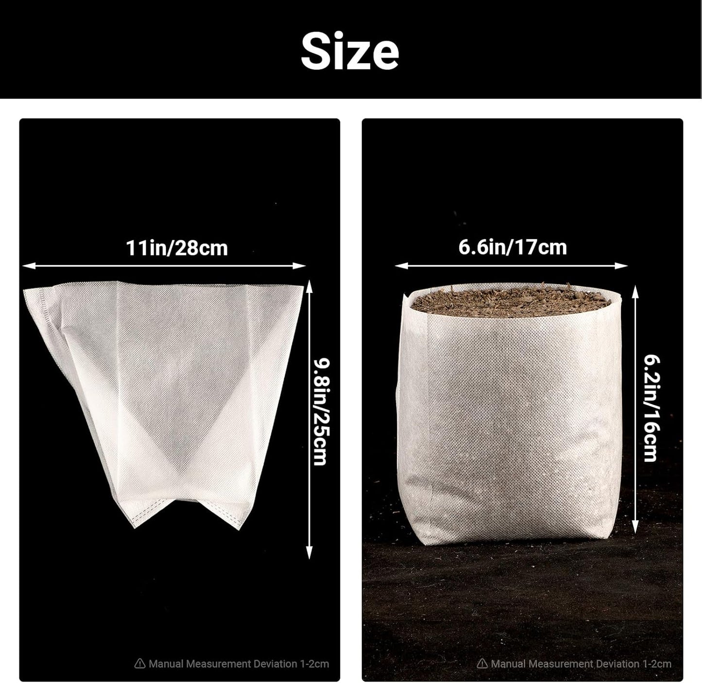 Plant Nursery Bags, 200 pcs 9.8 x 11 in Non-Woven Fabric Seedling Bags Plants Pouch, Plant Grow Bags for High Seedling Survival Planting Growing Flowers Fruit Tree Seed Starting