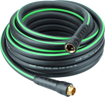 Hybrid Garden Hose 5/8 IN. x 50 FT, Heavy Duty, Lightweight, Flexible with Rotatable Grip Handle and Solid Brass Fittings