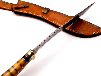 Delta :Handmade Damascus steel 15" Kukri knife-Damascus Steel Knife-for Outdoor & indoor Survivals, Best for Hunting,Camping With Original Camel Bone Handle