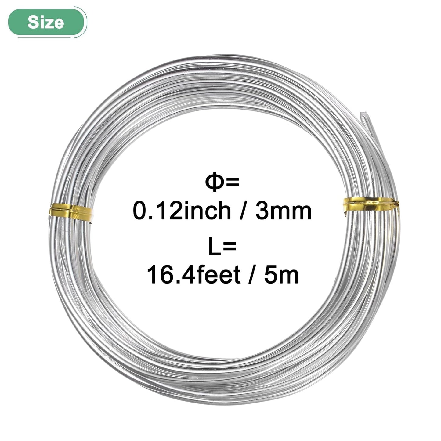 3mm Bonsai Training Wire, 16.4 Feet Total Anodized Aluminum Bonsai Wires for Bonsai Tree Shaping/Branches Fixing/Trunk Holding/DIY Crafting [Silver]