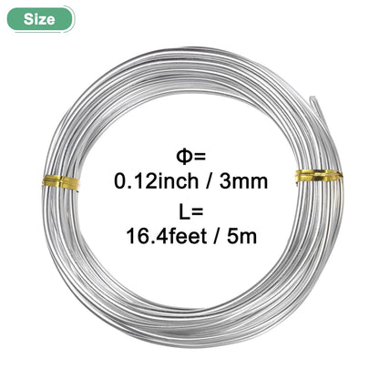 3mm Bonsai Training Wire, 16.4 Feet Total Anodized Aluminum Bonsai Wires for Bonsai Tree Shaping/Branches Fixing/Trunk Holding/DIY Crafting [Silver]