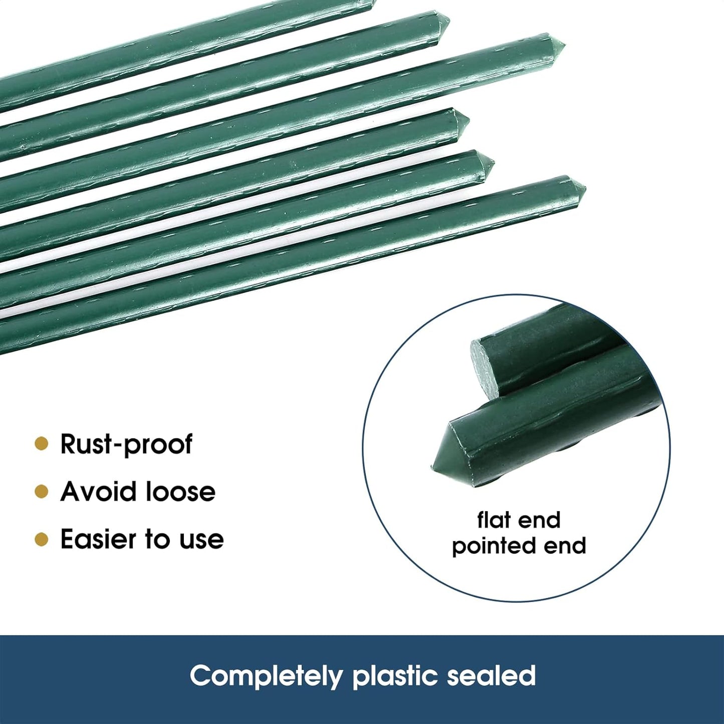 6 FT Garden Stakes for Outdoor Plant Support, 0.78 inch Diameter Plant Stake Sticks Metal Poles for Pole Beans Cucumber Tree Climbing Plants Gardening Supplies 10 Pack