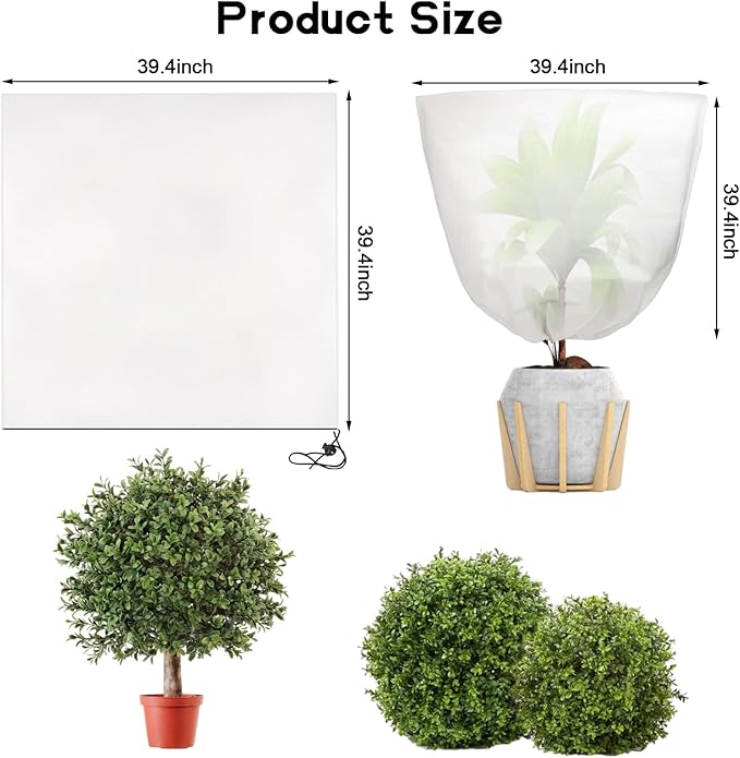 Svepndic 6 PCS Winter Plant Covers Freeze Protection,39X39 Reusable Plant Protector Bag with Drawstring,Winter Plants Jacket Warm Shrubs Cover Blanket Frost Protection for Outdoor Garden Plants