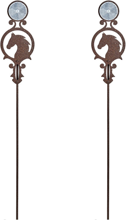 Touch of Class Pathways Reflective Driveway Marker Stake Set of Two for Outdoor Use | Horse Silhouette Design | Personalized Tall Reflector Set of 2 | Weathered Bronze Durable Finish