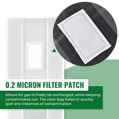 Large Extra Thick 100 Packs Mushroom Grow Bags, 6 Mil Spawn Bags 5.5" X 9.8" X 25.6" with 0.2 Micron Filter Breathable Autoclavable Durable