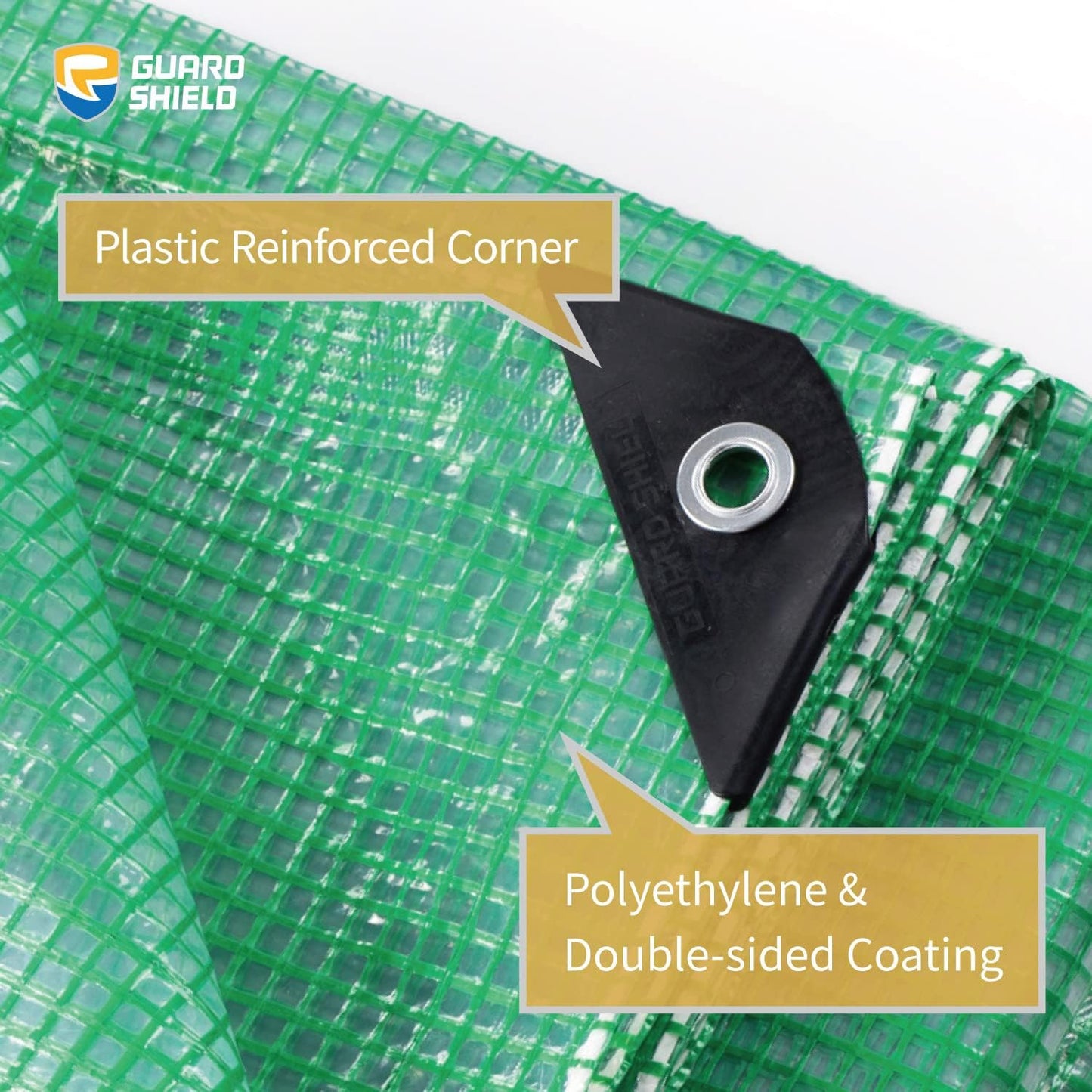 GUARD SHIELD Clear Green Tarp Heavy Duty 10x12 Feet Waterproof for Greenhouse Outdoor Garden Poly Cover UV Resistant 3x3 Weave 10mil (2-Pack)
