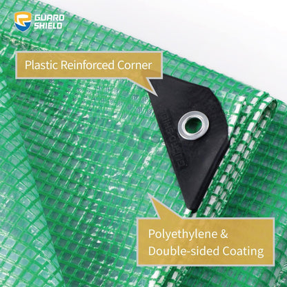 GUARD SHIELD Clear Green Tarp Heavy Duty 10x20 Feet Waterproof for Greenhouse Outdoor Garden Poly Cover UV Resistant 3x3 Weave 10mil (2-Pack)