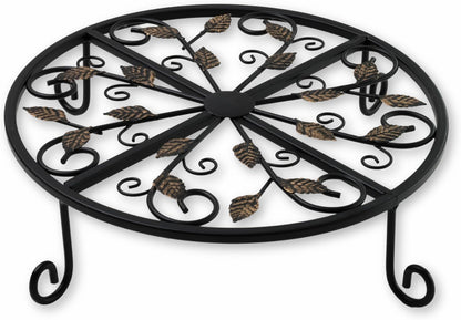 Metal Plant Stand – 2-Pcs Set 12-inch Outdoor and Indoor Plant Stand – Modern Plant Holder for Indoor and Outdoor Plants – 3-Inch Tall Planter Stand for Garden, Patio, Living Room, Balcony