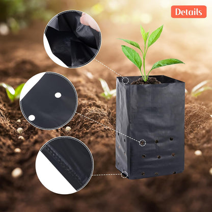 100 Pcs Nursery Growing Bags Seedling Starter Bags with 30 Plant Labels & 2 Mini Watering Sprinklers,Plant Grow Bags Plants Pots Plastic Pouches for Garden Trees,Flowers, Vegetable(8.8x5.3x4.7 Inch)