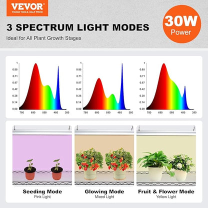 VEVOR Plant Stand with Grow Light, 6-Tier Large Tall Plant Shelf with 150W Full Spectrum Grow Light, 3 Mode LED Plant Light with Timer and Wheel for Seed Starting 29.5" L x 13.8" W x 70.9" H