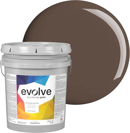EVOLVE Paint & Primer: Environment-friendly, Low Sheen with One-coat Coverage for Interior & Exterior surfaces (Espresso, 5-Gallon)