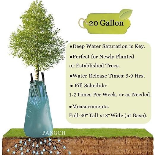 Tree Watering Bag, 20 Gallon Slow Release Tree Watering Bags-Drip Irrigation Bag for Newly Planted or Established Trees (4 Pack)