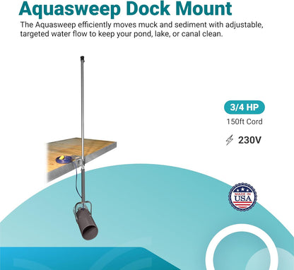 Scott Aerator 3/4 Horse Power 230V Muck Blaster - 150ft Cord | 3/4 Horse Power Aquasweep w/Dock Mount | Water Circulator | Water Agitator | Water Mover | Muck Blower