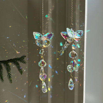Crystal Butterfly Suncatcher for Windows Hanging Prism Ornament Indoor Rainbow Maker Home Sun Catchers Decoration, Butterfly