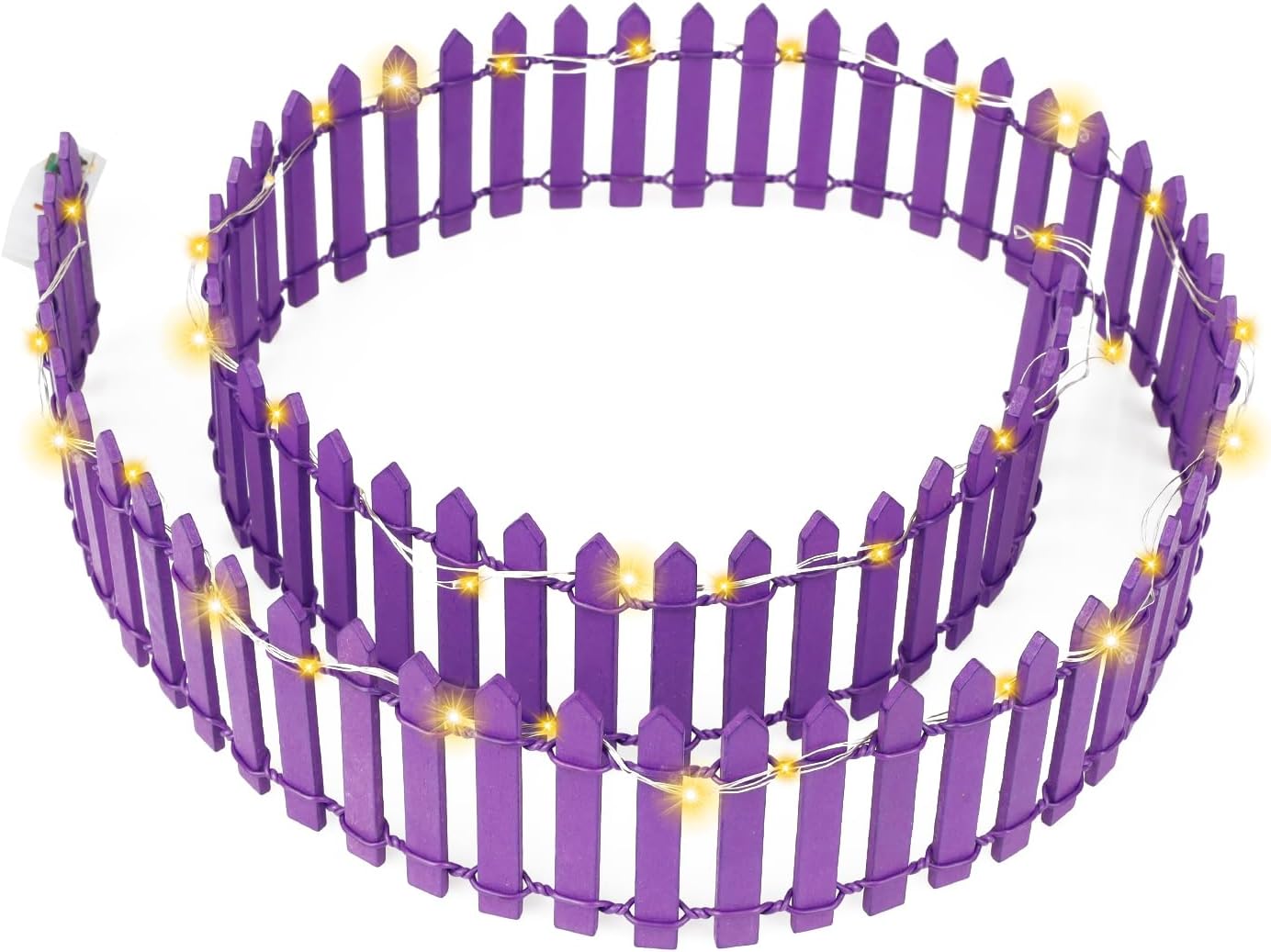 Mini Fairy Garden Fence, 35.5x2 Inch Cuttable Small Wood Picket Fence, DIY Miniature Accessories Decoration for Dollhouse, Crafts, Vegetable Platter, Cake(Dark Purple)