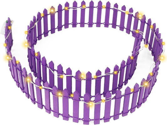 Mini Fairy Garden Fence, 35.5x2 Inch Cuttable Small Wood Picket Fence, DIY Miniature Accessories Decoration for Dollhouse, Crafts, Vegetable Platter, Cake(Dark Purple)