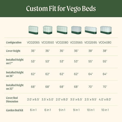 Vego garden Frost Greenhouse Cover System for 3.5' x 5.0' (6 in 1) Garden Bed
