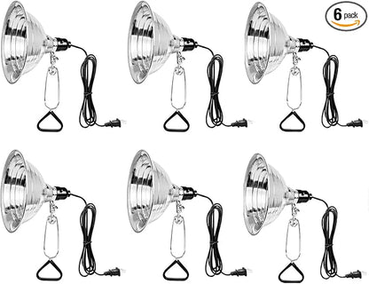 Simple Deluxe Clamp Lamp Light 150 Watt with 8.5 Inch Aluminum Reflector (no Bulb Included), 6 Feet Cord, 6 Pack, Black