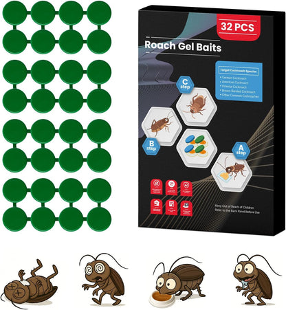 32 Pack Roach Killer Indoor Infestation Roaches Gel Bait Stations, Powerful Cockroach Killer Indoor Home for Roach Infestation, Long-Lasting & Effective Cockroach Gel Bait, Easy to Use & No Mess