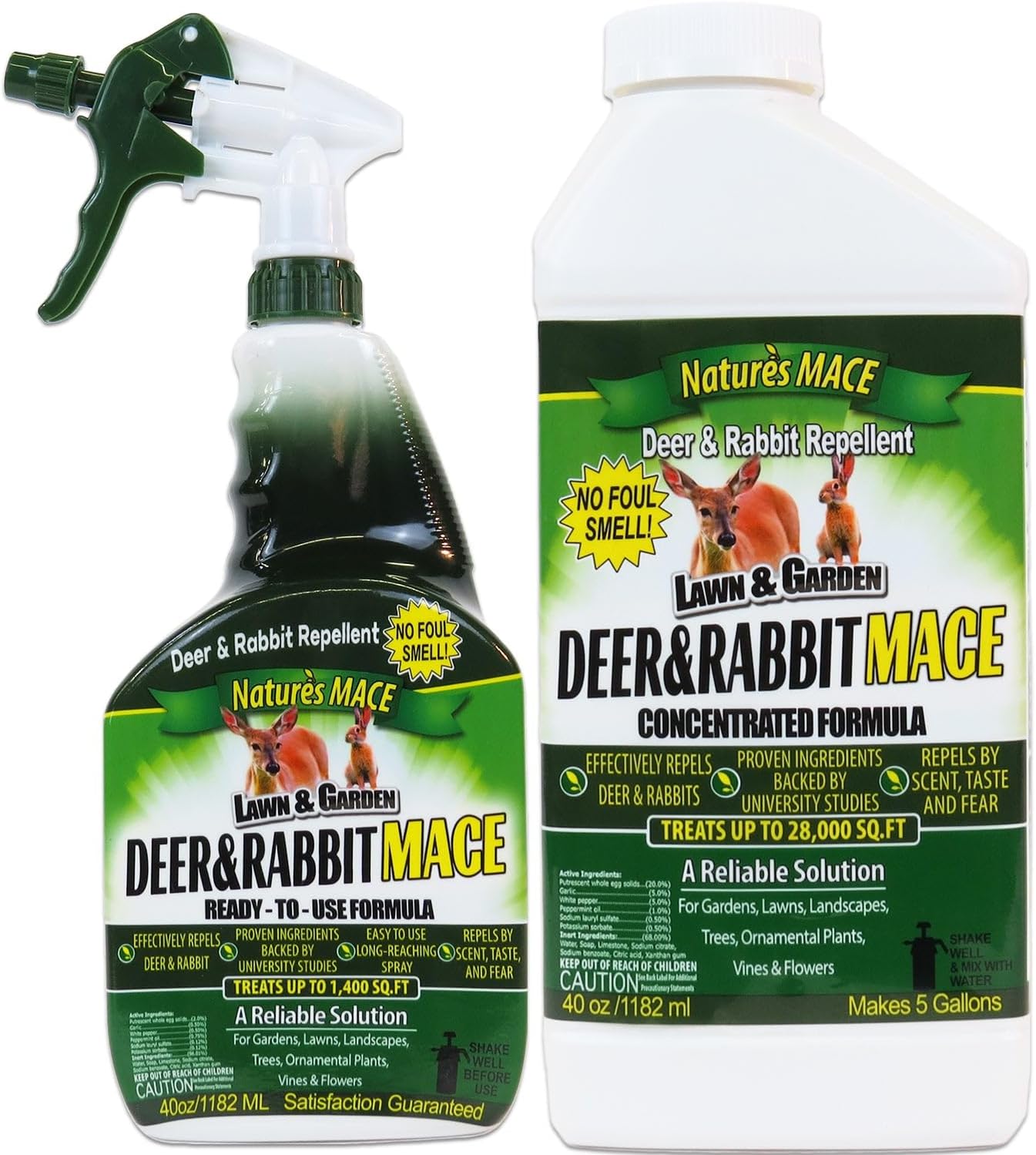 Nature’s MACE Deer & Rabbit Mace, Deer Repellent for Plants, 40 oz Combo Kit, Peppermint Spray, Keeps Deer Off Your Garden, Repel from Home, Safe to Use Around Children, Pets, Plants & Produce