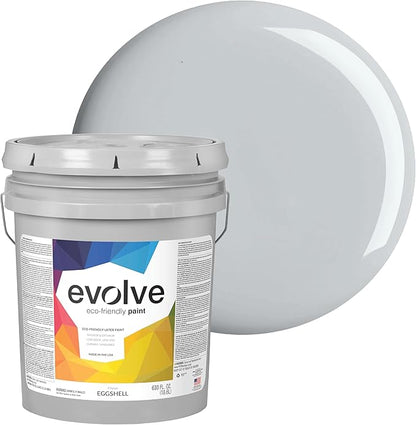 EVOLVE Paint & Primer: Environment-friendly, Low Sheen with One-coat Coverage for Interior & Exterior surfaces Silver Gray, 5-Gallon